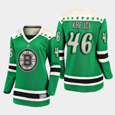 Women Boston Bruins David Krejci 2021 St. Patrick's Day Jersey - Green