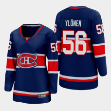 Women Montreal Canadiens Jesse Ylonen #56 2021 Reverse Retro Blue Jersey