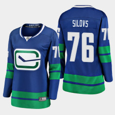 Women Vancouver Canucks Arturs Silovs #76 2021 Alternate Blue Jersey