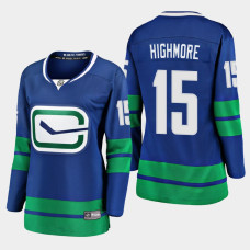 Women Vancouver Canucks Matthew Highmore #15 2021 Alternate Blue Jersey