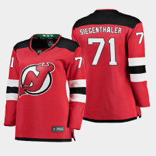 Women New Jersey Devils Jonas Siegenthaler #71 2021 Home Red Jersey