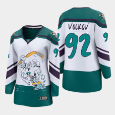 Women Anaheim Ducks Alexander Volkov #92 2021 Reverse Retro White Jersey