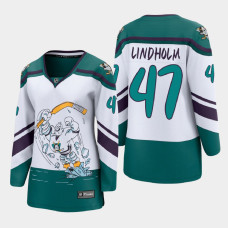 Women Anaheim Ducks Hampus Lindholm #47 2021 Reverse Retro White Jersey