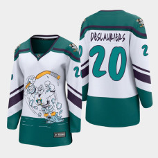 Women Anaheim Ducks Nicolas Deslauriers #20 2021 Reverse Retro White Jersey