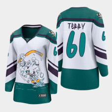 Women Anaheim Ducks Troy Terry #61 2021 Reverse Retro White Jersey