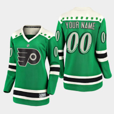 Women Philadelphia Flyers Custom 2021 St. Patrick's Day Jersey - Green