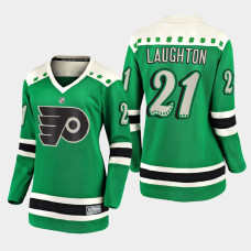 Women Philadelphia Flyers Scott Laughton 2021 St. Patrick's Day Jersey - Green