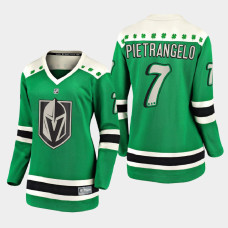 Women Vegas Golden Knights Alex Pietrangelo St. Patrick's Day Jersey - Green With 2023 Stanley Cup Patch