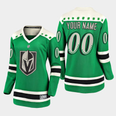 Women Vegas Golden Knights Custom St. Patrick's Day Jersey - Green With 2023 Stanley Cup Patch