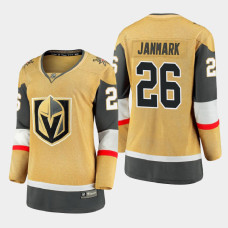 Women Vegas Golden Knights Mattias Janmark #26 Alternate Gold Jersey With 2023 Stanley Cup Patch