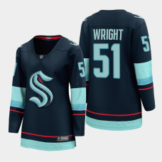 Seattle Kraken Shane Wright #51 Navy Home 2022 NHL Draft Jersey Women