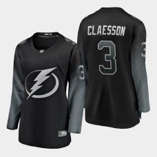 Women Tampa Bay Lightning Fredrik Claesson #3 2021 Alternate Black Jersey