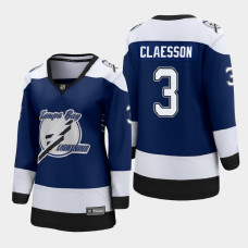 Women Tampa Bay Lightning Fredrik Claesson #3 2021 Reverse Retro Blue Jersey