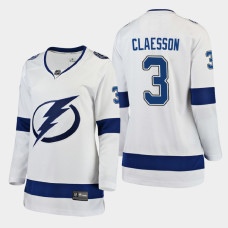 Women Tampa Bay Lightning Fredrik Claesson #3 2021 Away White Jersey