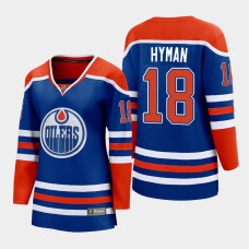 Zach Hyman Edmonton Oilers 2022-23 Home Women Premier Breakaway Player Jersey Royal