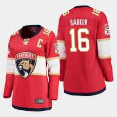 Women Florida Panthers Aleksander Barkov #16 Home Red Jersey With 2023 Stanley Cup Patch