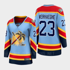 Carter Verhaeghe Florida Panthers Special Edition 2.0 Women Breakaway Player Retro Jersey Blue With 2023 Stanley Cup Patch