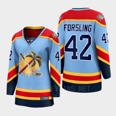 Gustav Forsling Florida Panthers Special Edition 2.0 Women Breakaway Player Retro Jersey Blue With 2023 Stanley Cup Patch