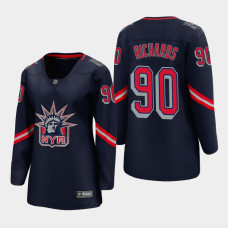 Women New York Rangers Justin Richards #90 2021 Reverse Retro Navy Jersey