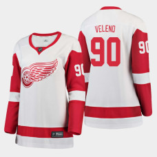 Women Detroit Red Wings Joe Veleno #90 2021 Away White Jersey