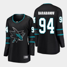 Women San Jose Sharks Alexander Barabanov #94 2021 Alternate Black Jersey