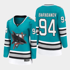 Women San Jose Sharks Alexander Barabanov #94 2021 Throwback Blue Jersey