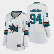 Women San Jose Sharks Alexander Barabanov #94 2021 Away White Jersey