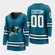 Custom San Jose Sharks 2022-23 Home Women Premier Breakaway Jersey Teal