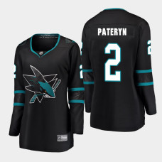 Women San Jose Sharks Greg Pateryn #2 2021 Alternate Black Jersey