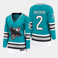 Women San Jose Sharks Greg Pateryn #2 2021 Throwback 30th Anniversary Blue Jersey