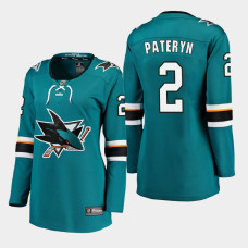 Women San Jose Sharks Greg Pateryn #2 2021 Home Teal Jersey