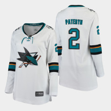 Women San Jose Sharks Greg Pateryn #2 2021 Away White Jersey