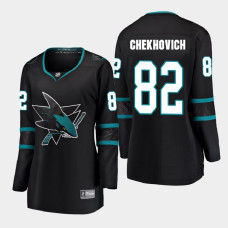 Women San Jose Sharks Ivan Chekhovich #82 2021 Alternate Black Jersey