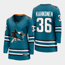 Kaapo Kahkonen San Jose Sharks 2022-23 Home Women Premier Breakaway Jersey Teal