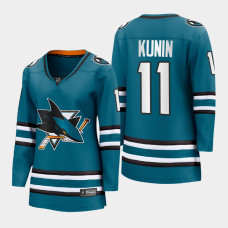 Luke Kunin San Jose Sharks 2022-23 Home Women Premier Breakaway Jersey Teal