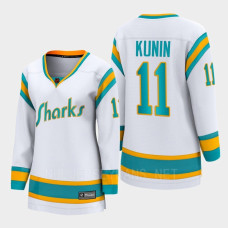 San Jose Sharks Luke Kunin #11 White Special Edition 2.0 Breakaway Player 2022 Jersey Women