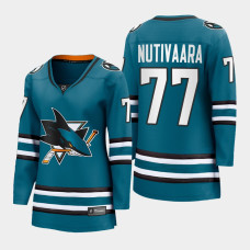 Markus Nutivaara San Jose Sharks 2022-23 Home Women Premier Breakaway Jersey Teal