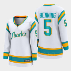 San Jose Sharks Matt Benning #5 White Special Edition 2.0 Breakaway Player 2022 Jersey Women