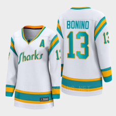 San Jose Sharks Nick Bonino #13 White Special Edition 2.0 Breakaway Player 2022 Jersey Women