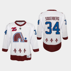 Youth Colorado Avalanche Carl Soderberg #34 Reverse Retro 2021 Jersey White