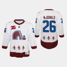 Youth Colorado Avalanche Jacob MacDonald #26 Reverse Retro 2021 Jersey White