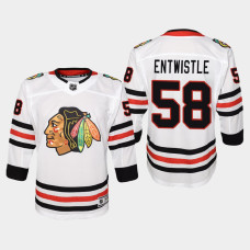 Youth Chicago Blackhawks MacKenzie Entwistle #58 Away 2021 Jersey White