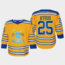 Jordan Kyrou St. Louis Blues 2022 Special Edition 2.0 Replica Retro Youth Jersey Yellow