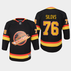 Youth Vancouver Canucks Arturs Silovs #76 Flying Skate 2021 Jersey Black