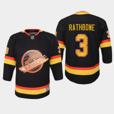 Youth Vancouver Canucks Jack Rathbone #3 Flying Skate 2021 Jersey Black