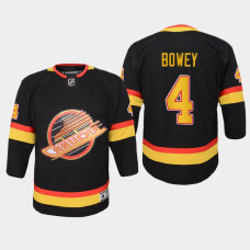 Youth Vancouver Canucks Madison Bowey #4 Flying Skate 2021 Jersey Black