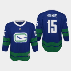 Youth Vancouver Canucks Matthew Highmore #15 Alternate 2021 Jersey Blue