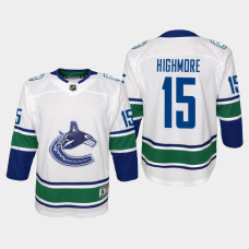 Youth Vancouver Canucks Matthew Highmore #15 Away 2021 Jersey White