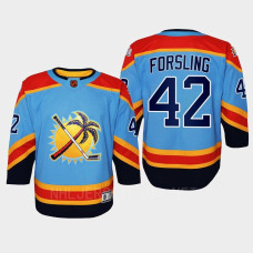 Gustav Forsling Florida Panthers Special Edition 2.0 Replica Retro Youth Jersey Blue With 2023 Stanley Cup Patch