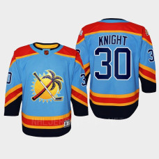 Spencer Knight Florida Panthers Special Edition 2.0 Replica Retro Youth Jersey Blue With 2023 Stanley Cup Patch